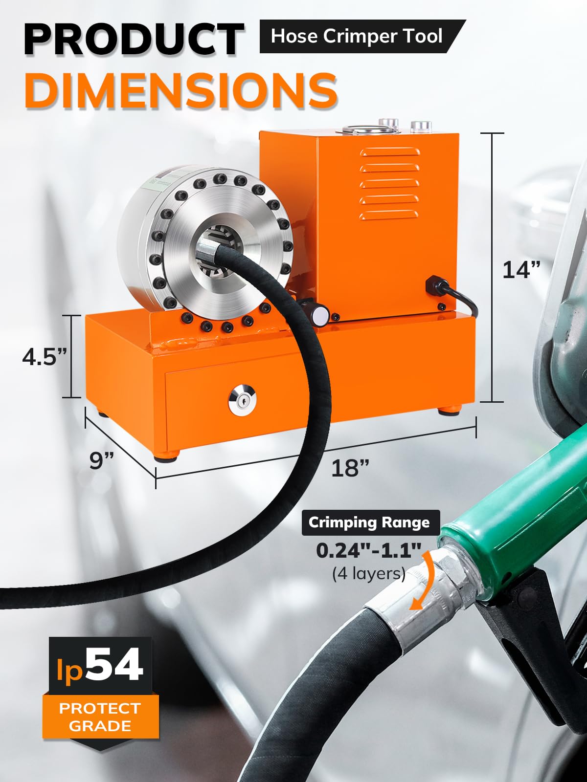 Electric Hydraulic Hose Crimping Tool，Hydraulic Hose Crimping Tool (With 8 Dies) Suitable for Crimping Hydraulic Lines, Fuel Lines, and Hydraulic Lines With Various Braided Hose Diameters