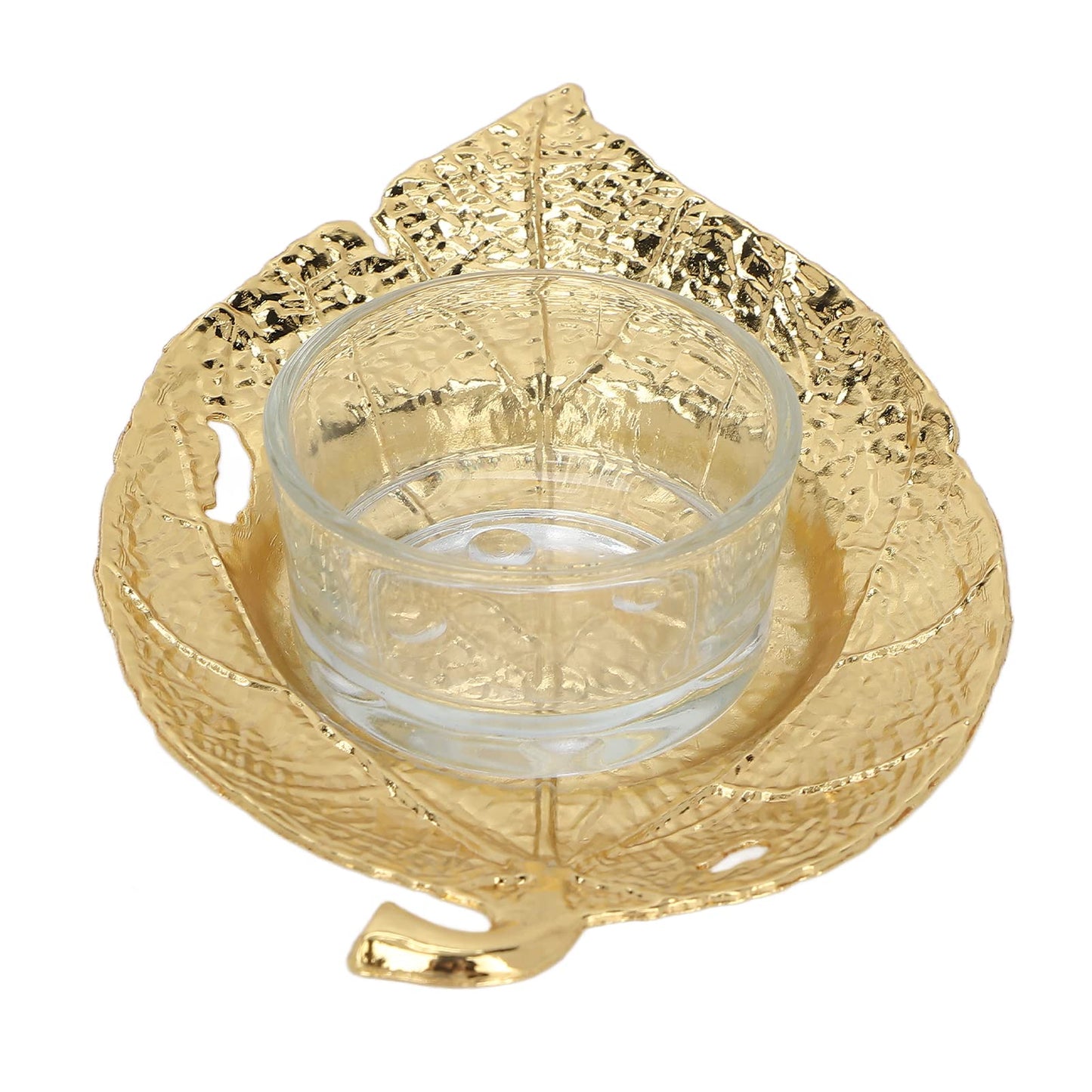 Metal Candle Holder Gold Leaf Candlestick Stand Elegant Simple Design for Christmas Wedding Party Decoration Home Office Decor