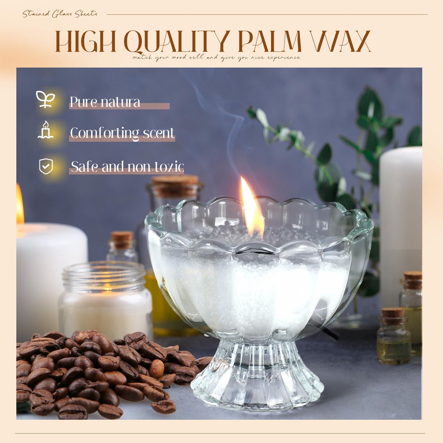 MTLEE Pearled Candle 2.2 Lb/35oz Mother's Day Mom Gifts Scented Sand Candle Kit Include 50 Wicks, Bow Gift Box, Spoon Reusable Pearled Wax for DIY Home Kit(Coffee)