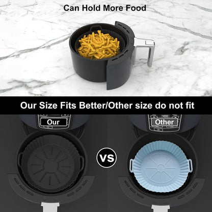 PINTAUR Round Silicone Air Fryer Liners 3Pack, Ninja AF101 & AF161 Silicone Liners for 4-5.3QT, Reusable Air Fryer Accessories Food Grade Liners, Compatible with Ninja, COSORI, Tefal, Bear, Chefman