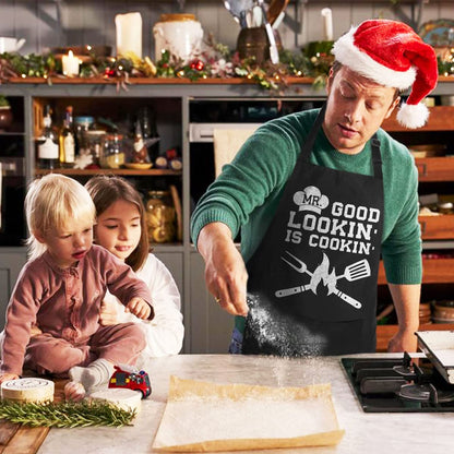 VAGAVY 100% Cotton, Black Funny Aprons for Men, Dad, Husband - Birthday, Father’s Day Grilling Gifts for Papa, Husband.