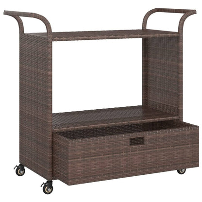 Gecheer Bar Cart with Drawer Brown 39.4"x17.7"x38.2" Poly Rattan 1103206A