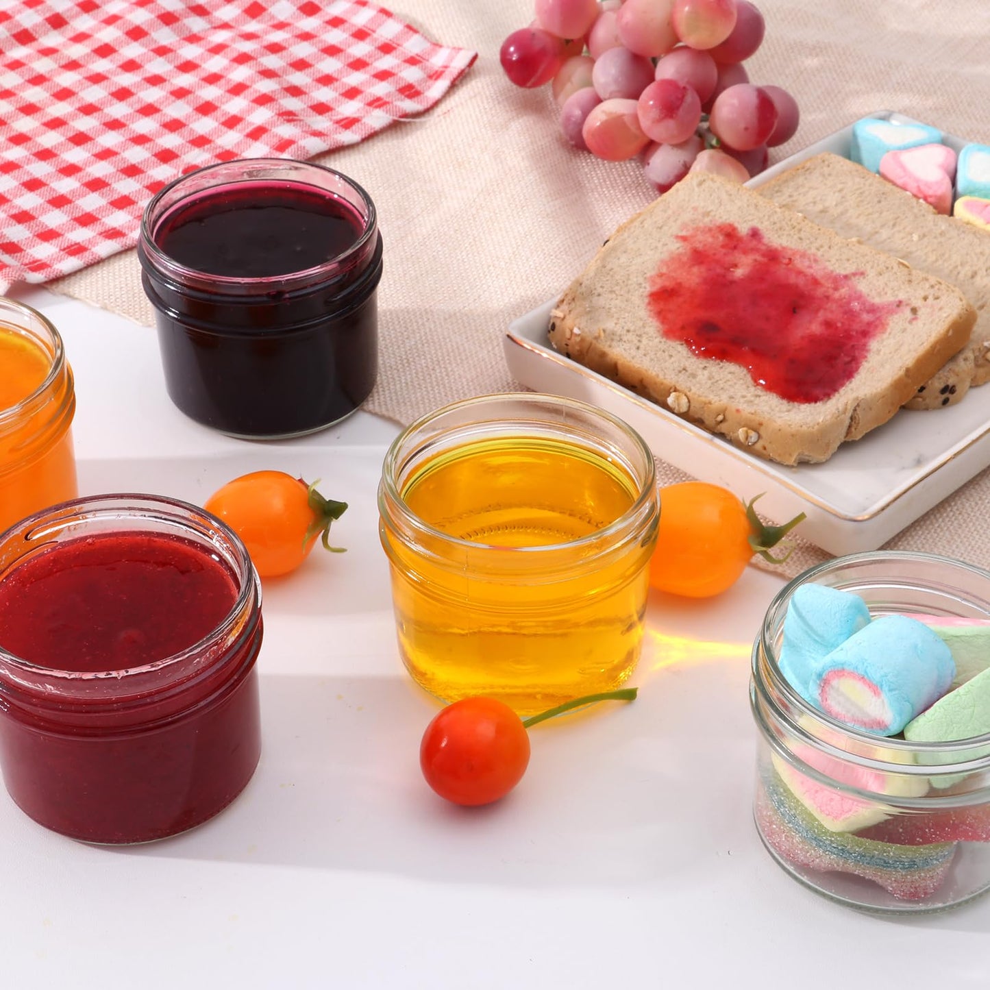 STARSIDE 40 Pack 4 oz Glass Mason jars With Regular Silver Lids, Perfect Small Canning Jars Containers for Jam, Honey, Candies,Wedding Favors, Decorations. Included 1 Pens and 80 Labels