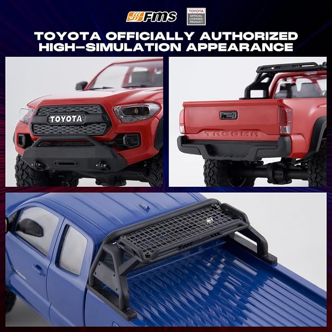 FMS FCX24 TOYOTA TACOMA 1/24 RC Crawler 4x4 RC Truck Crawler Official Licensed Scale RC Rock Crawler with 2-Speed Transmission High Torque Motor All-Metal Bearings RTR RC Car for Adults (GRAY)