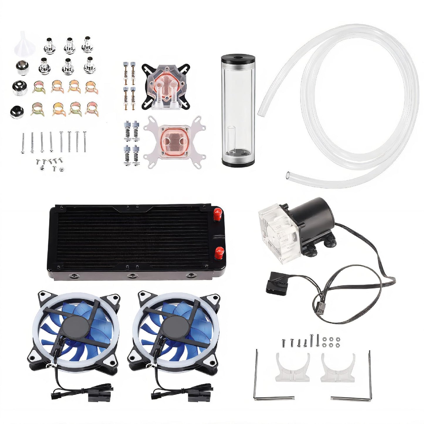 DIY 240mm Cooler CPU/GPU Block Pump Reservoir LED Fan Heat Sink Compputer Water Cooling Kit