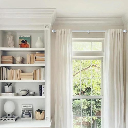 GXOACKJ Heavy Duty Metal Curtain Rod Set - 2 Pack White Rods for Windows 28 to 78 Inches | 5/8 Inch Diameter