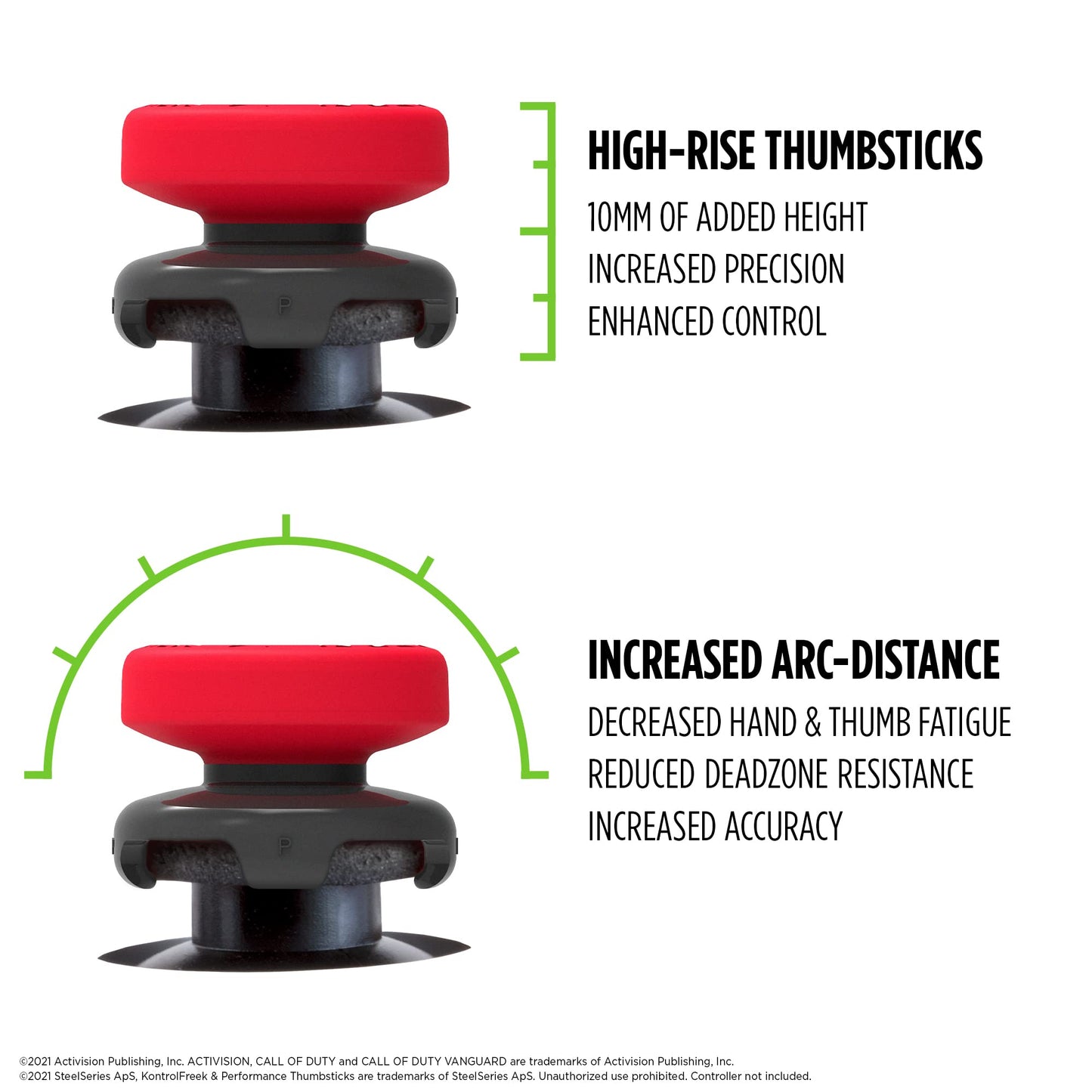 KontrolFreek Call of Duty: Vanguard Performance Thumbsticks for Xbox One and Xbox Series X | 2 High-Rise, Hybrid| Red/Black