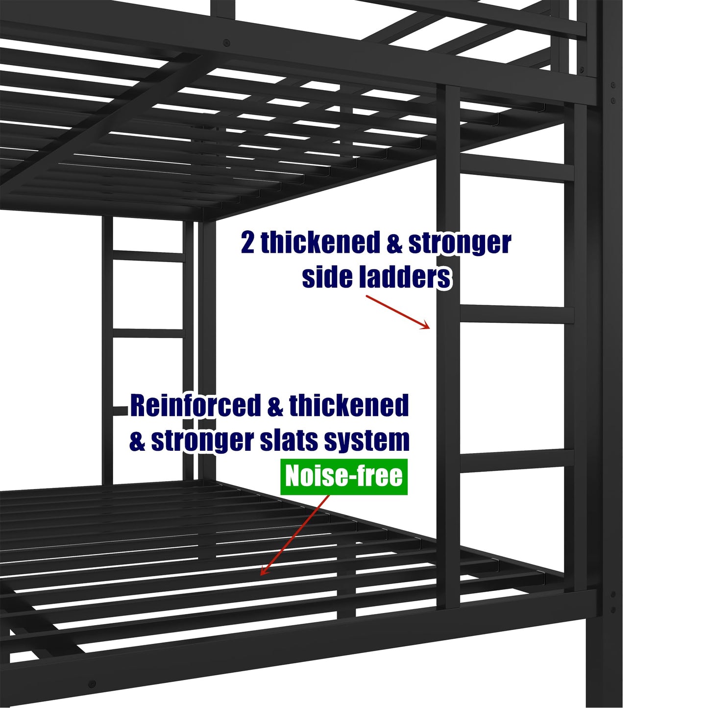SICONE Stronger & Safer Metal Twin XL Over Queen Size Bunk Bed Frame, Heavy Duty Thickened More Stable Steel Bunkbeds (Greater Weight Capacity) (Twin XL Over Queen)