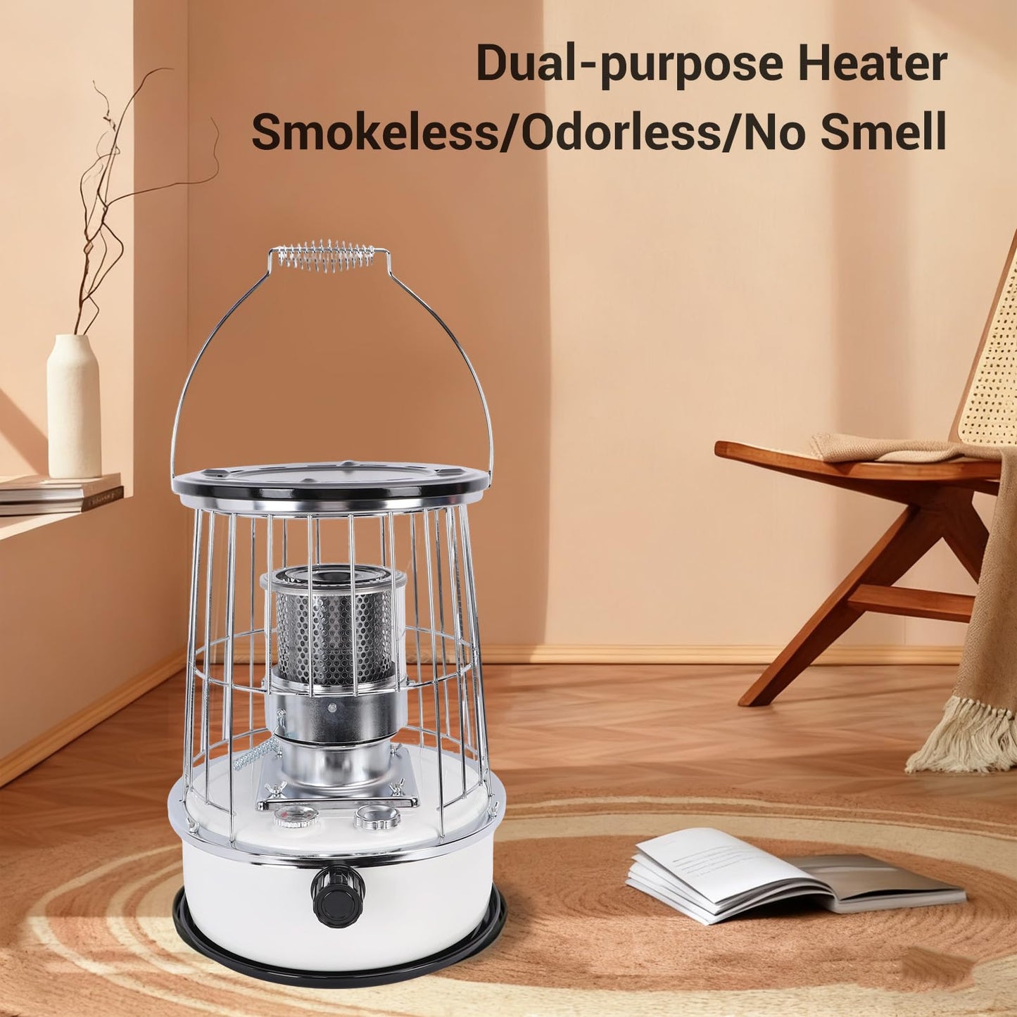 Portable 10000BTU Kerosene Heater with Anti-Tip Safety, 6L Tank 30H Burn Time for Indoor Outdoor Heating Cooking, 2600W Power