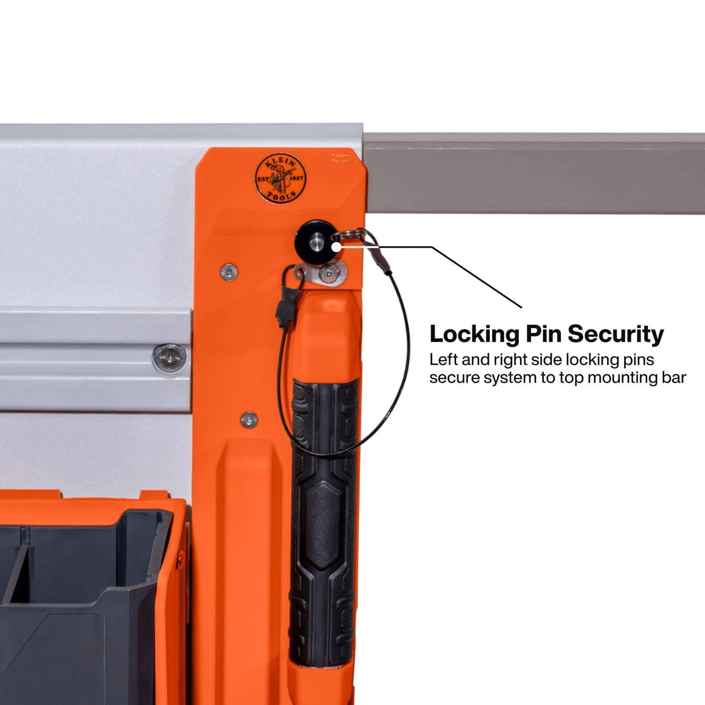 KLEIN TOOLS BC600WA LiftPro 20-Inch Wall Mount System, Heavy-Duty Modular Tool Organization with Four Interior Rails, 25-Pound Capacity Per Rail, For Man Lift and Scissor Lift