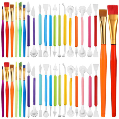 Patelai 57 Pcs Cake Decorating Tools, Cookie Fondant Modeling Set, Marshmallow Sculpting Brush and Fondant Modeling Tools for DIY Cake Sugar Gum Paste Decorating Supplies