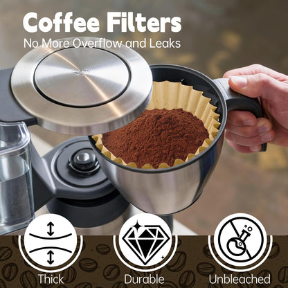 100 PCS Coffee Filters Compatible with Breville, Extra Large Basket Coffee Filters, Unbleached Disposable Paper, Smooth Brew Extraction, Will Not Tear or Clog, Ideal for Home Brewing