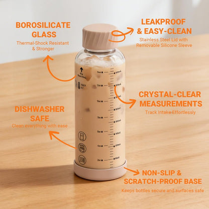 Luxfuel Glass Juice Bottles with Lids 16oz, 4 Pack – Borosilicate Glass Bottles for Juicing, Smoothies, Water & Beverage Storage, Stainless Steel Lids, Reusable, Leakproof, Heat-Resistant, BPA-Free