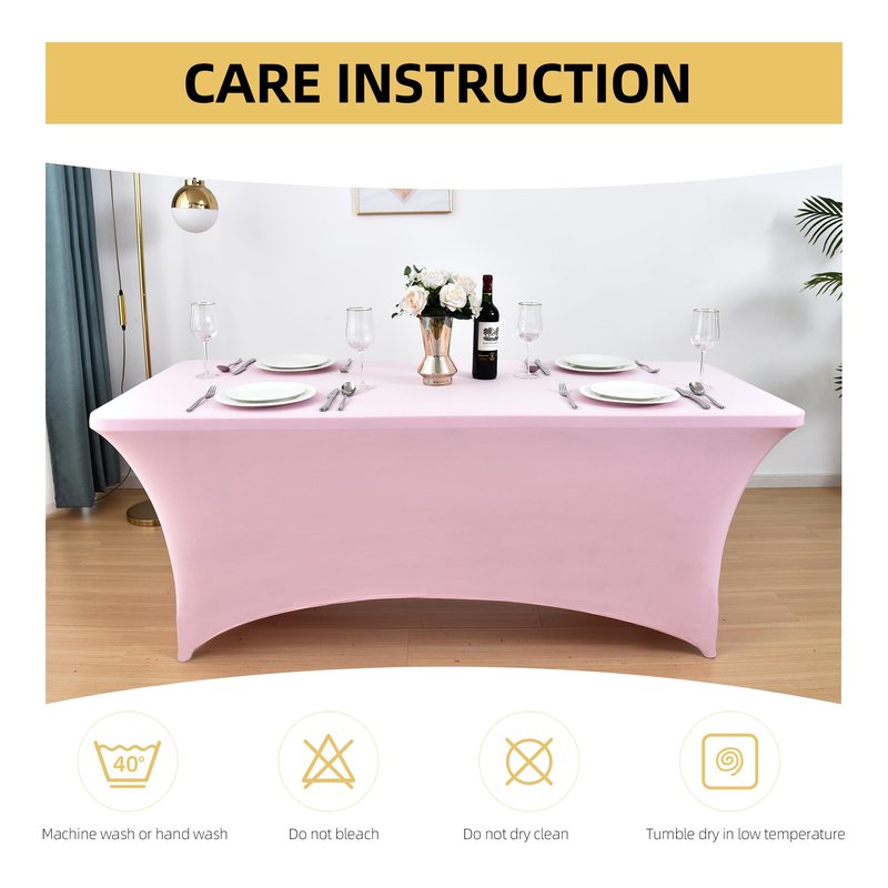 ZarzaaSik 6-Pack 4ft Spandex Table Covers for Rectangular Folding Tables - Wrinkle Resistant Stretch Tight Table Cloths - Ultimate Fitted Table Protector for Parties, Trade Shows, and Wedding