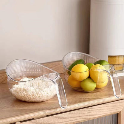 2-In-1 Rice Strainer,Large Rice Washer Beans Washer Strainers And Colanders - Washing Bowl for Fruit Washing Bowl With Strainer,Rice Washing Bowl Multifunctional Drain Basket (White)