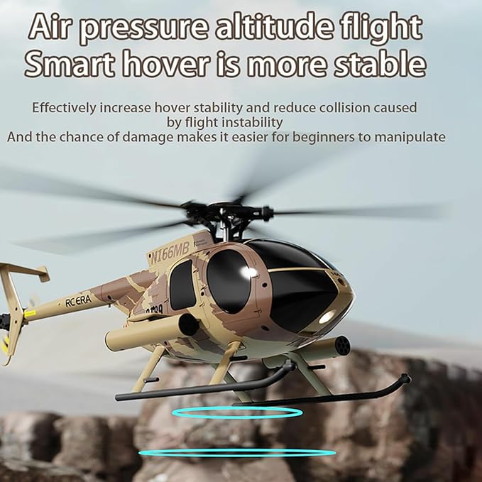 C189 Remote Control Helicopter 2.4G 6CH UAV 1:28 Brushless Motor RC Helicopter Single Blade Flybarless Remote Helicopter RTF with Optical Flow Localization 3 Battery - Red