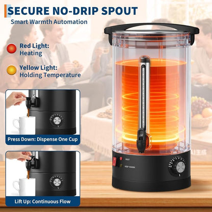 PeacefulHues 80 Cup Commercial Coffee Urn - 12L/3.2Gal Stainless Steel Electric Coffee Maker With Double Wall Insulation, Hot Beverage & Water Dispenser for Weddings, Parties, Catering, Buffets