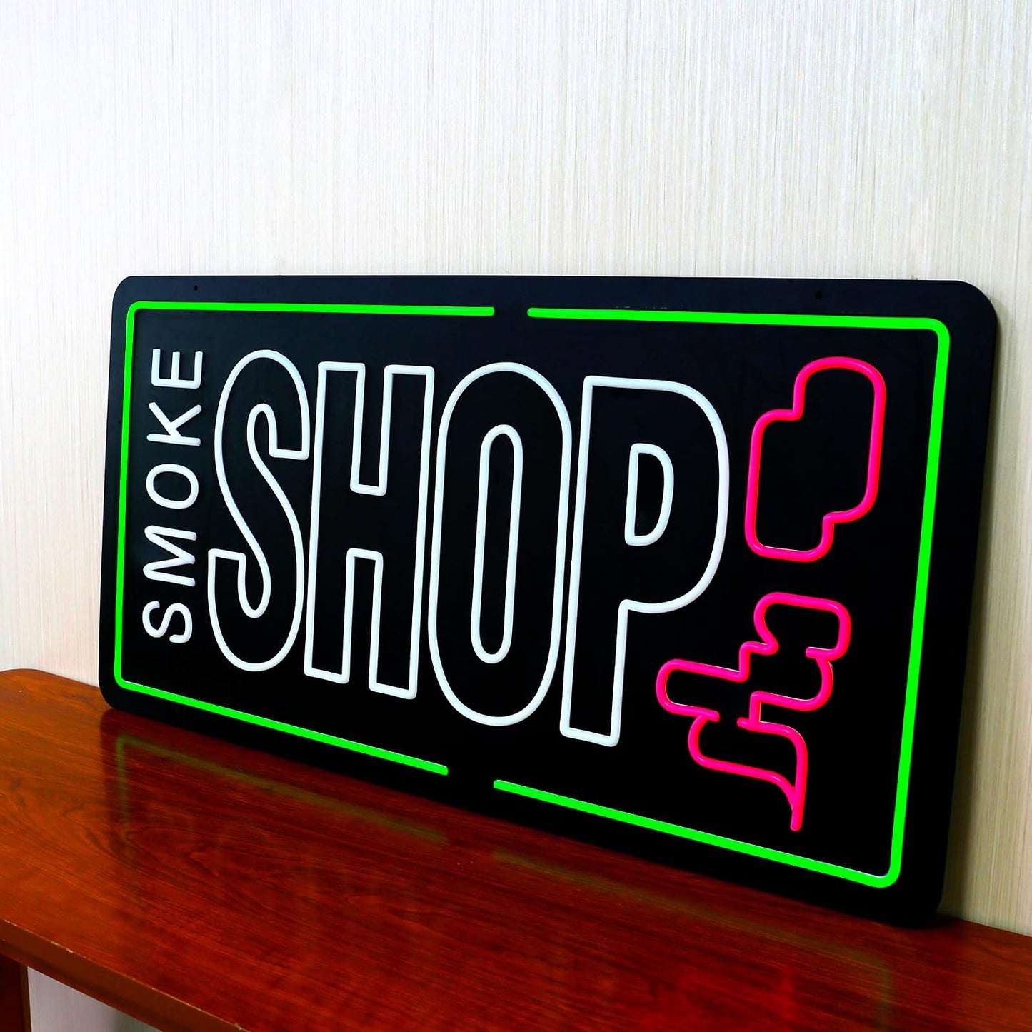 35"x18" Extra Large Neon LED SMOKE SHOP Sign for Business, Super Bright Unique Design with Sturdy Chain, High Visibility for Stores Retail Shop Window