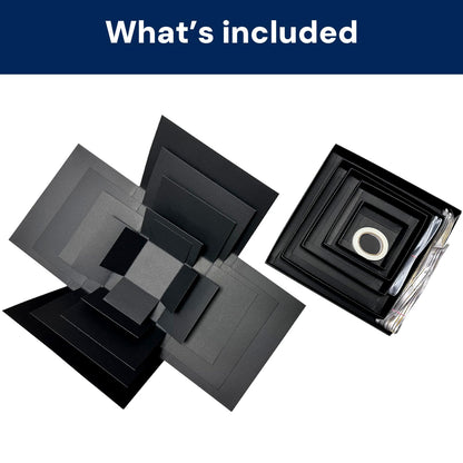 Hryan 5 Layer Gift Box, Multi Layered Explosion Photo DIY Box, Creative Surprise Picture Gift for Important Days and Holidays. (BLACK)