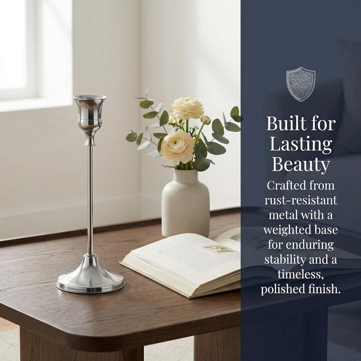 Oakernel Silver Taper Candle Holders 2 Sets(6 Pcs) - Tall Metal Candlestick Holders for Table Centerpiece, Formal Dinner, Wedding, Fireplace Mantel Decor, Fits 3/4 Inch Thick Candles