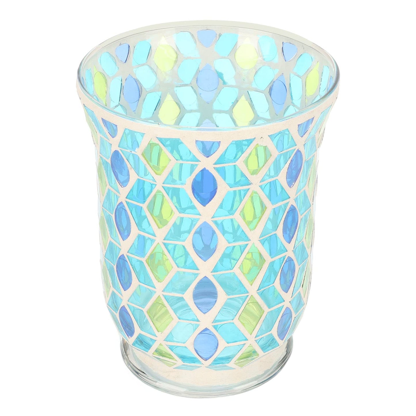 Adfaga Mosaic Glass Candle Holder Handcrafted Windproof Decorative Floral Tealight Holder for Home Decor Cafes Restaurants Wedding Centerpiece