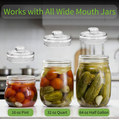 Nexboraque 9 Pack Fermentation Glass Weights with Easy Grip Handles, Clear Canning Weights and Pickling Glass Weight for Wide Mouth Mason Jars, Fermenting Kit, Kimchi, Sauerkraut