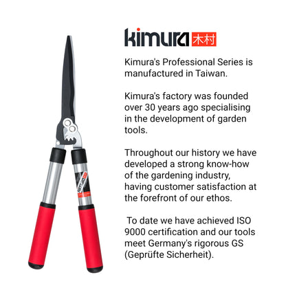 Kimura® Pro Heavy Duty Hedge Shears - Premium Garden Clippers with Patented Gearing Technology, Ultra Lightweight Aluminium Handles, Japanese SK5 Steel Blades, Ideal Shears for Gardening - 22" Trimmer