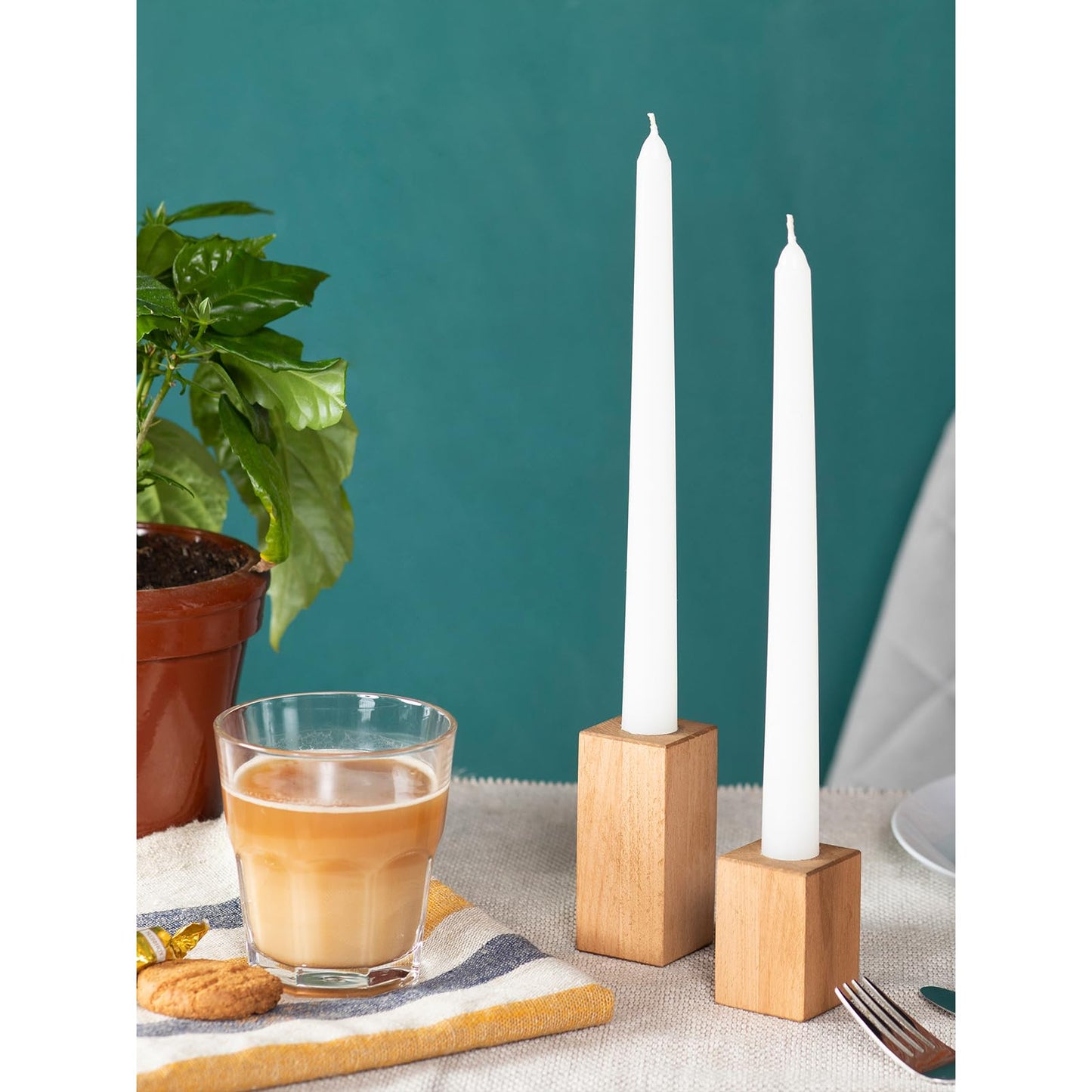 CANDWAX 8 inch White Taper Candles - Set of 12 White Candle Sticks Ideal for Christmas Decorations - Unscented Dripless Smokeless Long Burning Candlesticks - Tapered Christmas Candles for Home Decor