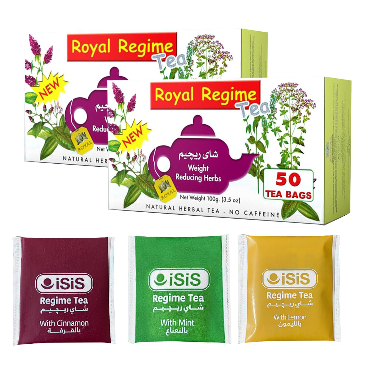 treasure.of.egypt 2 Packs of Royal Regime Tea 50 Sachetss (total 100 Sachets),1 Count (Pack of 2)