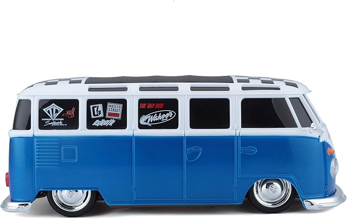 Maisto 1:24 RC VW Van Samba 2.4GHZ Remote Control Vehicle White/Blue (81529-00000009)