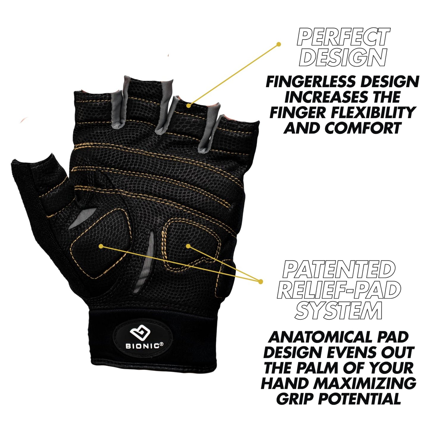 Bionic Men's Beastmode Half Finger Gym Workout Gloves