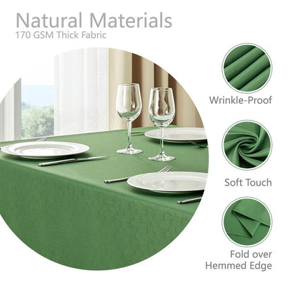 Veblandy 2 Pack Rectangle Tablecloth, 52x70 inch, Water Resistant Wrinkle Free Linen Textured Table Cloth Washable, Decorative Fabric Table Cover for Dining, Party and Camping, Green