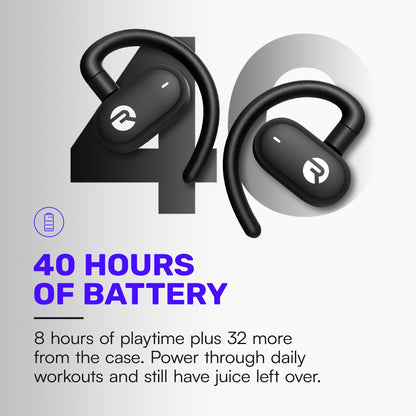 Raycon Fitness Open Ear Earbuds – Open Ear Headphones, Earbuds Wireless Bluetooth, Running Headphones, Sweat & Water-Resistant Earphones, 40 Hours Battery Life (Black)