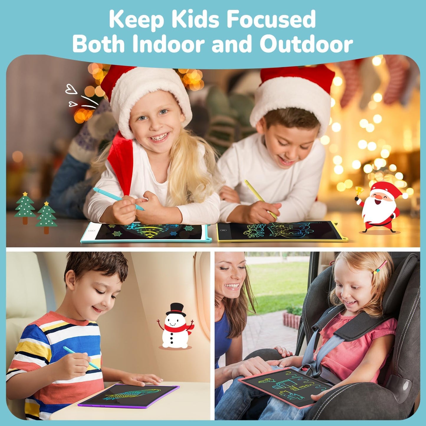 TECJOE LCD Writing Tablet, 8.5 Inch Colorful Doodle Board Drawing Tablet for Kids, Christmas Stocking Stuffers Birthday Gifts Travel Games Toys for Age 3 4 5 6 Boys Girls Toddles