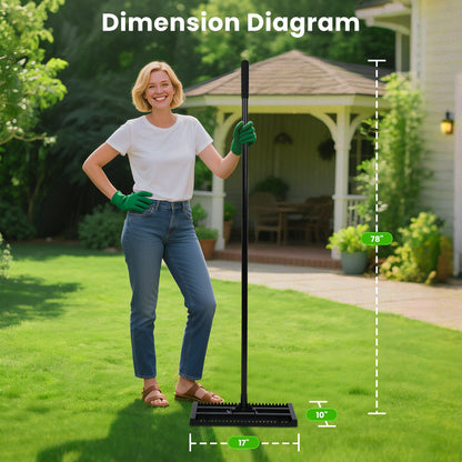 17"x 10" Lawn Leveling Rake for Soil, Sectional Adjustable Handle Yard Rakes for Lawns Heavy Duty, Landscape Rake Suitable for Landscaping Golf Course, Sand, Gardens, Farm and Ranch