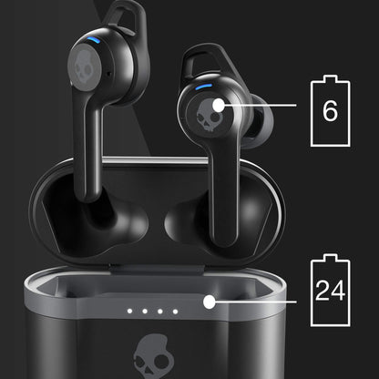 Skullcandy Indy Evo in-Ear Wireless Earbuds, 30 Hr Battery, Microphone, Works with iPhone Android and Bluetooth Devices - Black
