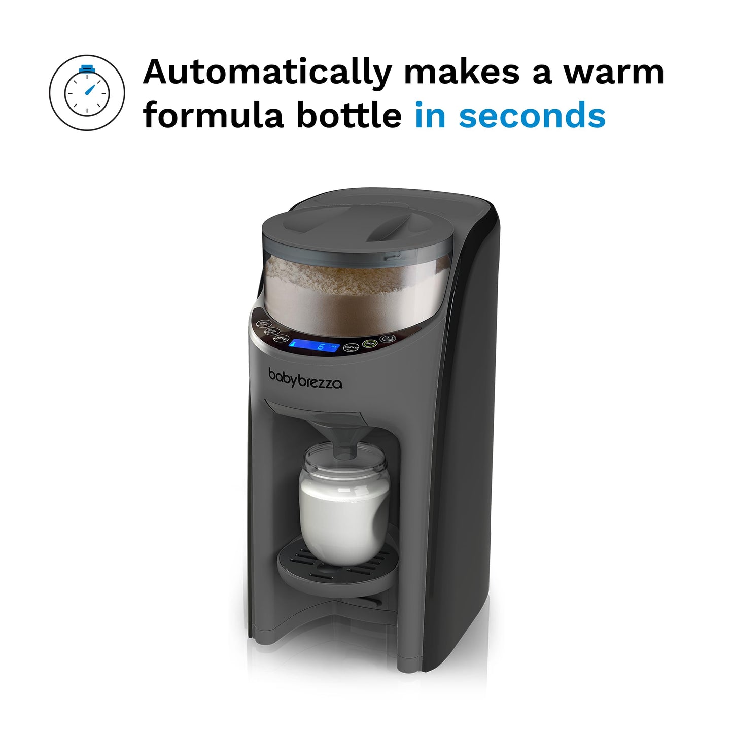Baby Brezza Formula Pro Advanced Formula Dispenser Machine - Automatically Mix a Warm Formula Bottle Instantly - Easily Make Bottle with Automatic Powder Blending, Charcoal