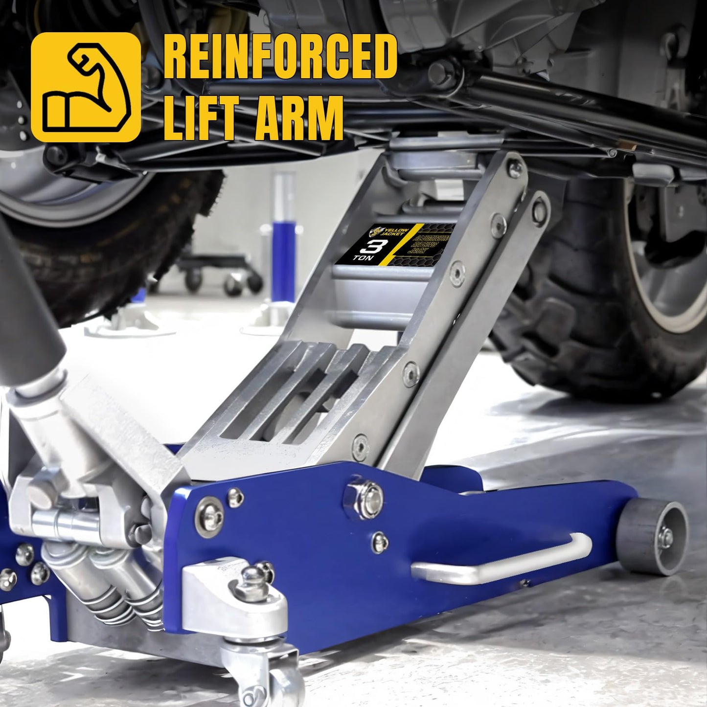 YELLOW JACKET 3 Ton Floor Jack Full Aluminum Ultra Lightweight Quick Rise Racing Floor Car Jack with Dual Pump Fast Lifting Low Profile Jack for Vehicle,6600 lbs Capacity
