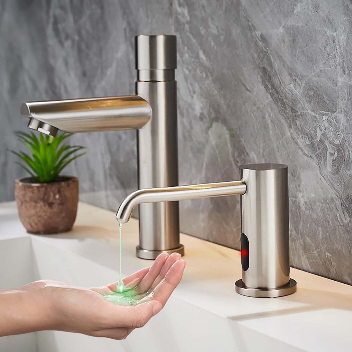 Tesrin Automatic Liquid Soap Dispenser Touchless for Bathroom and Kitchen with 33.81oz/1000ml Upgraded Infrared Sensors Built in Sink Soap Dispenser for Smart Home