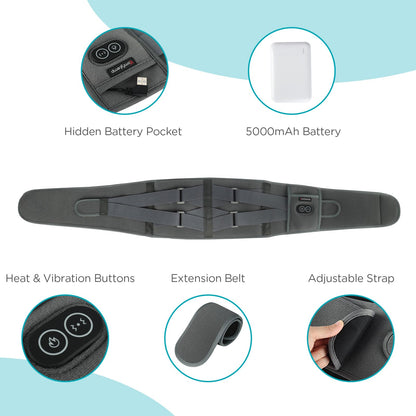 Comfytemp Cordless Heating Pad with Massager for Back Pain Relief, Portable Lower Back Massager FSA Eligible HSA Rechargeable, Birthday Gifts for Women Men Mom Dad Seniors Christmas 3 Heat 30 Auto-Off