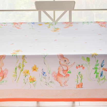 Maison d' Hermine Table Cloth Square Table 100% Cotton 54 x 54 Inches Tablecloth Reusable Decorative for Dining Kitchen Room Farmhouse Home Gifts for Mothers Day Spring Summer - Bunny Party