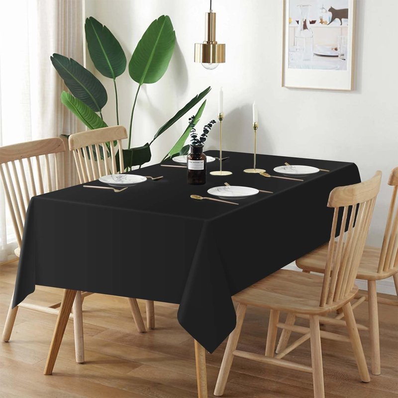 QIKSION Black Plastic Table Cloth Disposable 6 Pack, 54 x 108 Inch Tablecloths for Party, Graduation, Halloween Decorations, Rectangle Table Cover