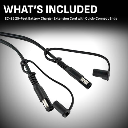 Schumacher Electric Battery Charger Extension Cord with Quick-Connect Ends, EC-25, 25 Feet, Use with Schumacher Battery Chargers and Maintainers