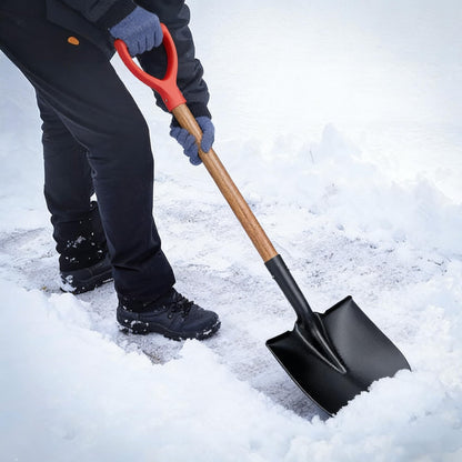 LA ZINNIA 41" Round Shovel, Garden Tool with D-Handle, Shovel for Digging, Wooden Handel Garden Shovel,Beach Shovel, Car Snow Shovel