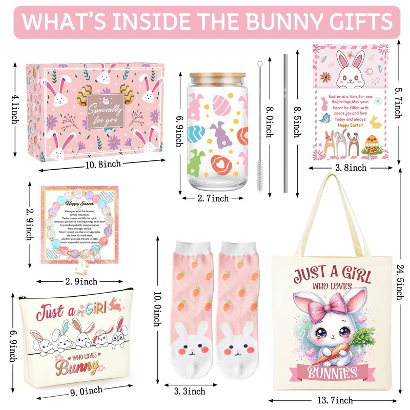GeoJedrmin Easter Basket for Teen Girls,Adult Easter Basket Stuffers Essentials for Women with Bunny Mug Tote Bag Socks Gifts for Women Teen Girls.