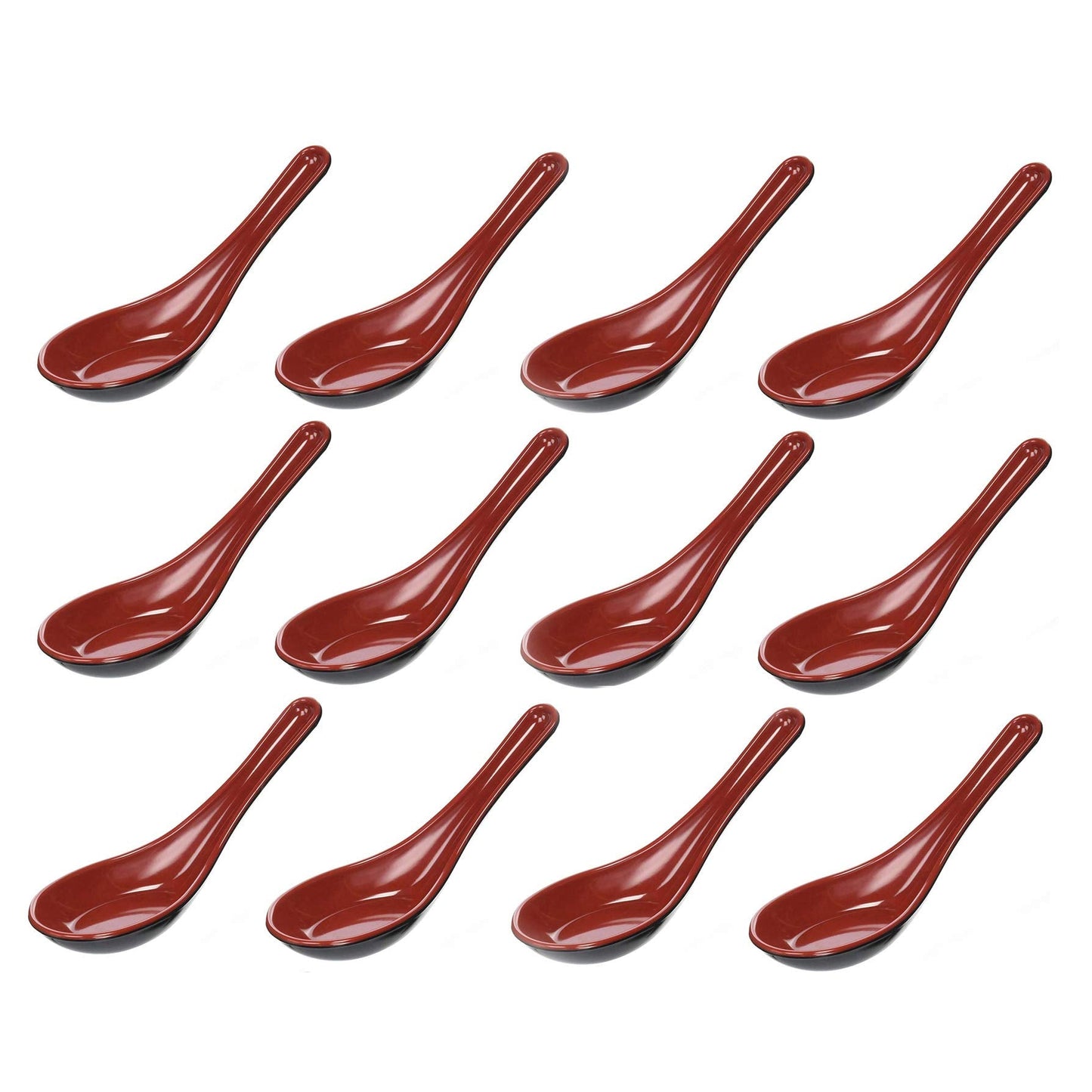 JapanBargain 2384, 12-Pack Melamine Soup Spoons for Pho Ramen Wonton Soba Rice Noodles, 5-Inch Asian Utensils, Heat Resistant, Dishwasher Safe, Break and Scratch Proof