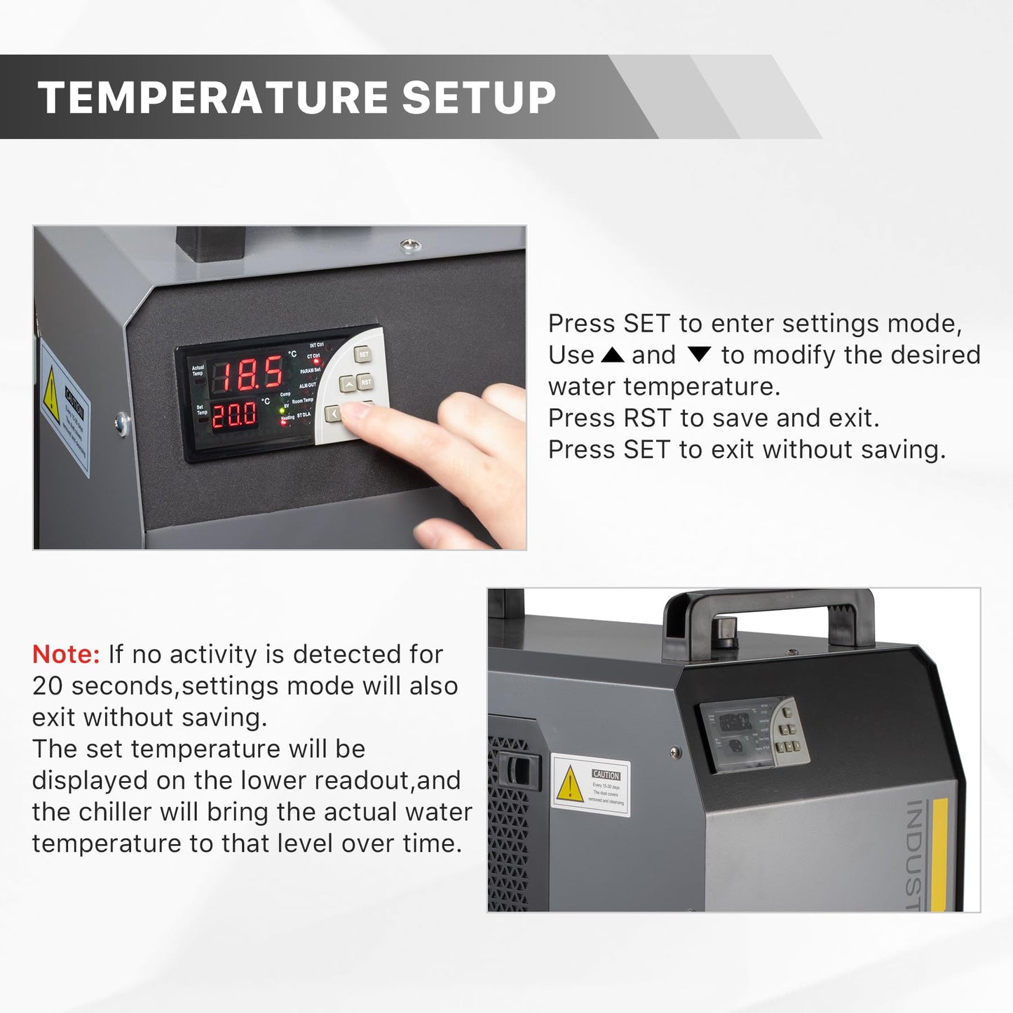 Cloudray 6L Industrial CO2 Laser Water Chiller 0.61HP CW5200 Precise Thermostat Recirculating CO2 Industrial Laser Chiller for 60W 70W 80W 90W 100W 120W 130W 150W CO2 Engraving Machine Cooling Machine