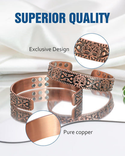 Jecanori Copper Bracelet for Men, 18X Strength Men's Copper Magnetic Bracelet,99.99% Pure Solid Copper Bracelet