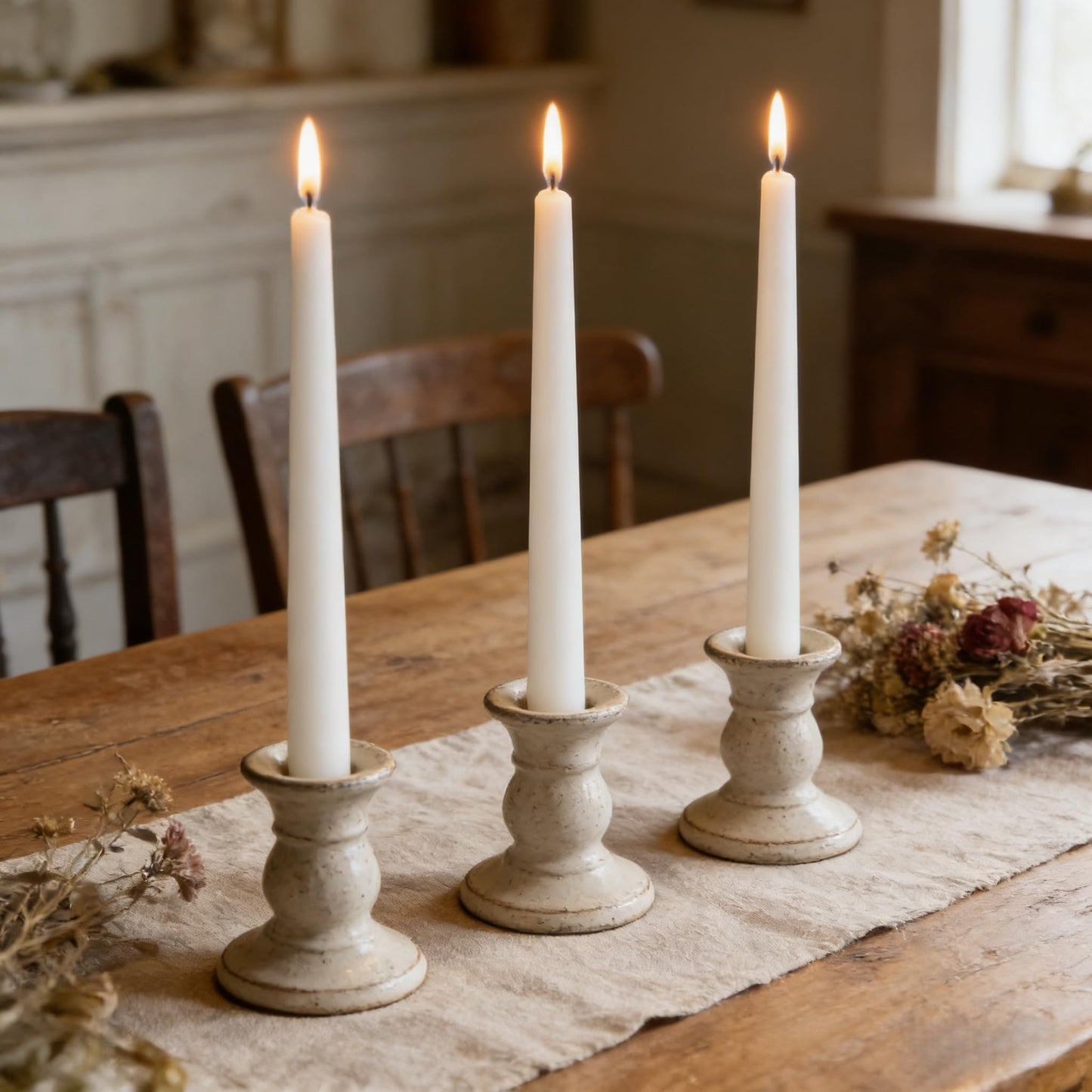 White Unscented Taper Candles for Home Decoration, 20 Pack 10 Inch Dripless Candlesticks for Dinner Party Wedding