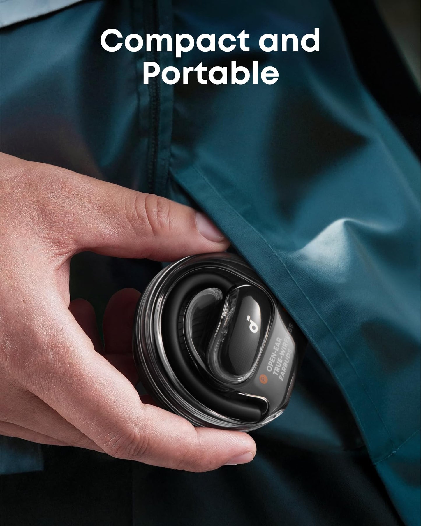 Soundcore V40i by Anker, Open-Ear Headphones, Clear Design, Lidless Case, 4 Adjustable Positions for Every Ear Size, Richer Bass, IP55, 21H Playtime, AI Clear Calls, Bluetooth 5.4, App Control